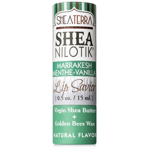 Shea Terra Organics E Lip Savior | Paraben Free Shea Butter Lip Balm - Premium Quality Natural Lip Moisturizer - Therapeutic Remedy for Dry Lips - 0.5 oz (Menthe Vanilla)
