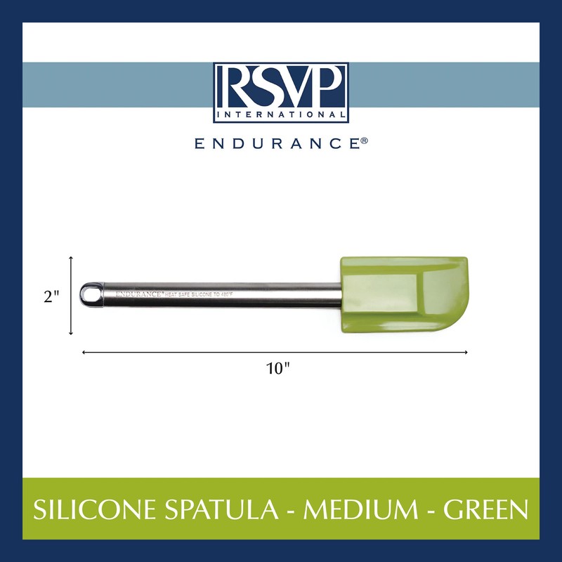 RSVP International Endurance Kitchen Tool Collection Silicone Spatula, Stainless Steel