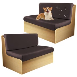 Vapor Fitness PU Leather RV Dinette Cushion Covers, RV Couch Cover Waterproof Stretchable, RV Seat Covers, Includes 2 Bench Cushion Cover & 2 Backrest Covers(Brown)