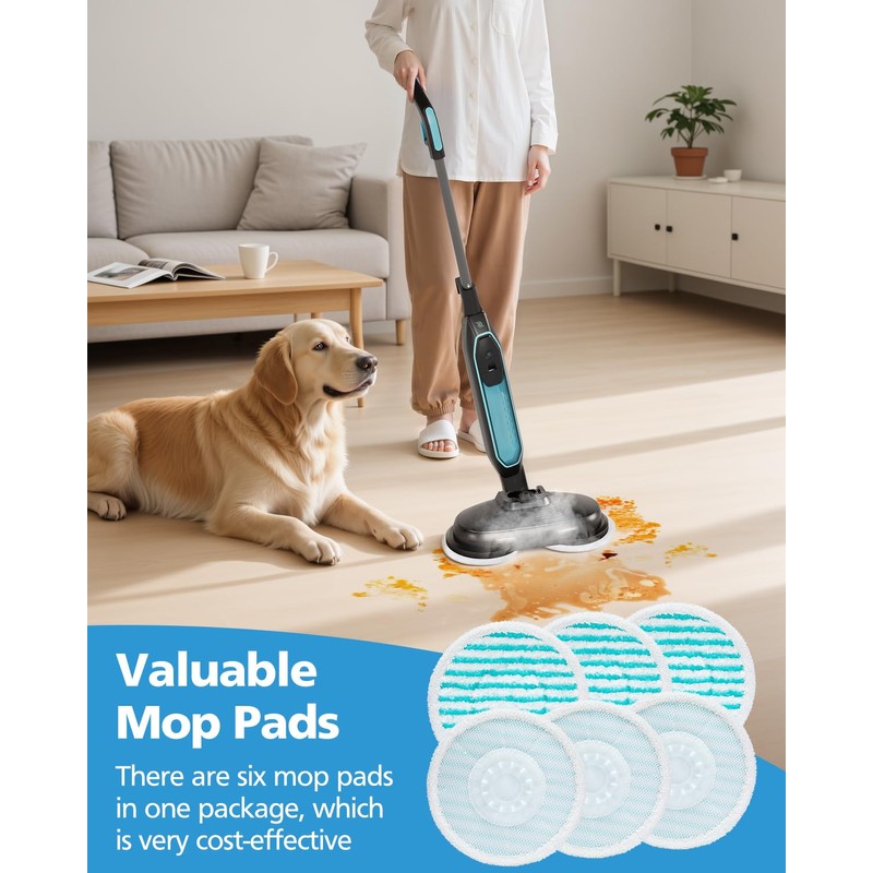 iSingo 6 Pack Mop Pads Replacement Compatible with Pursteam ScrubMaster