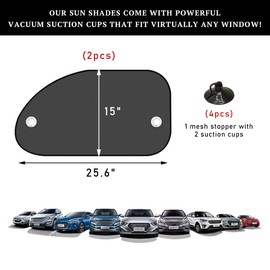 Yourkar 2 PCS Car Window Shade, 26"×15" Vehicle Side Window Screen, Sun Shade for Car Window Provide Glare Shield and UV Rays Protection for Your Child, Universal Car Accessories (Front+Hole)