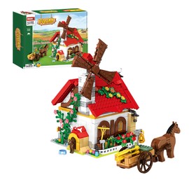 WOMA Farm House Building Toy, 720 PCS Farm Animals Building Block Set, Farmhouse with Horse for Girls and Boys, Creative Farm Educational Toys Present for Kids Ages 6+