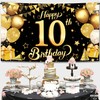 10th Happy Birthday Black Wall Banner,Foil