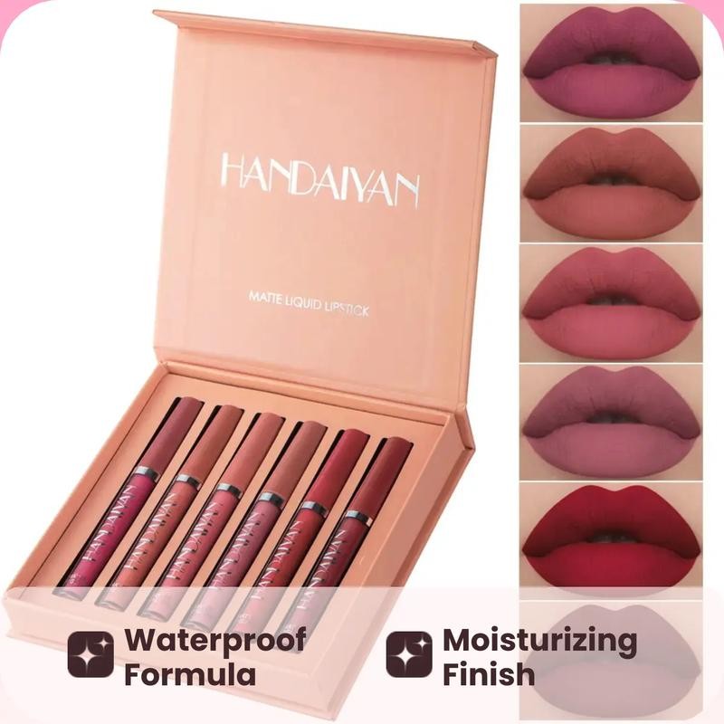 Long-lasting Matte Lip Glaze Set, 6 Counts/box Waterproof Lip Gloss,