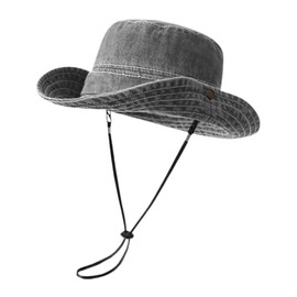 NLAND Sonnenhut Herren Damen UV Schutz Outdoor Safari Hut Sommer Faltbarer Boonie Hut mit Breiter Krempe Tropenhut mit Kinnband Buschhut Anglerhut Wanderhut(Grau,Einheitsgröße)