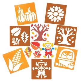 Baker Ross FE664 Autumn Stencils - Pack of 8, Washable Plastic Stencils for Painting and Crafts with Children, Craft Accessories for Children