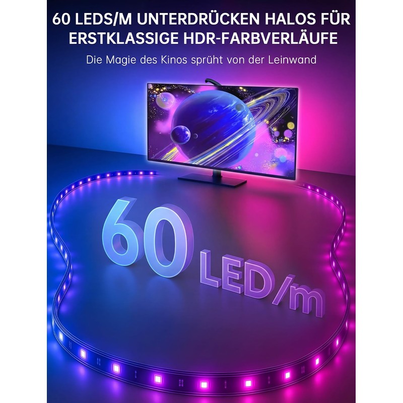 FFJ TV Backlight, 5.5 Metre LED Strip Sync for 75-85
