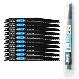 MUOZLOP 9 inch 10 Pack Reciprocating Saw Blades Set，6/12TPI High Carbon Saw Blades，Woodcutting Saw Blades (10, 6/12TPI 225mm)