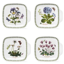 Portmeirion Botanic Garden 7.25-Inch Canape Plate (Set of 4), Assorted Floral Patterns - Durable Porcelain Dinnerware, Oven, Microwave, Dishwasher, Freezer Safe - Durable Tableware Made in England