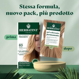 Herbatint Permanent Hair Colour 8D Light Blonde Golden Blonde - 170ml | Ammonia Free, 100% Coverage for White Hair | For Sensitive Skin, with 8 Natural Organic Extracts