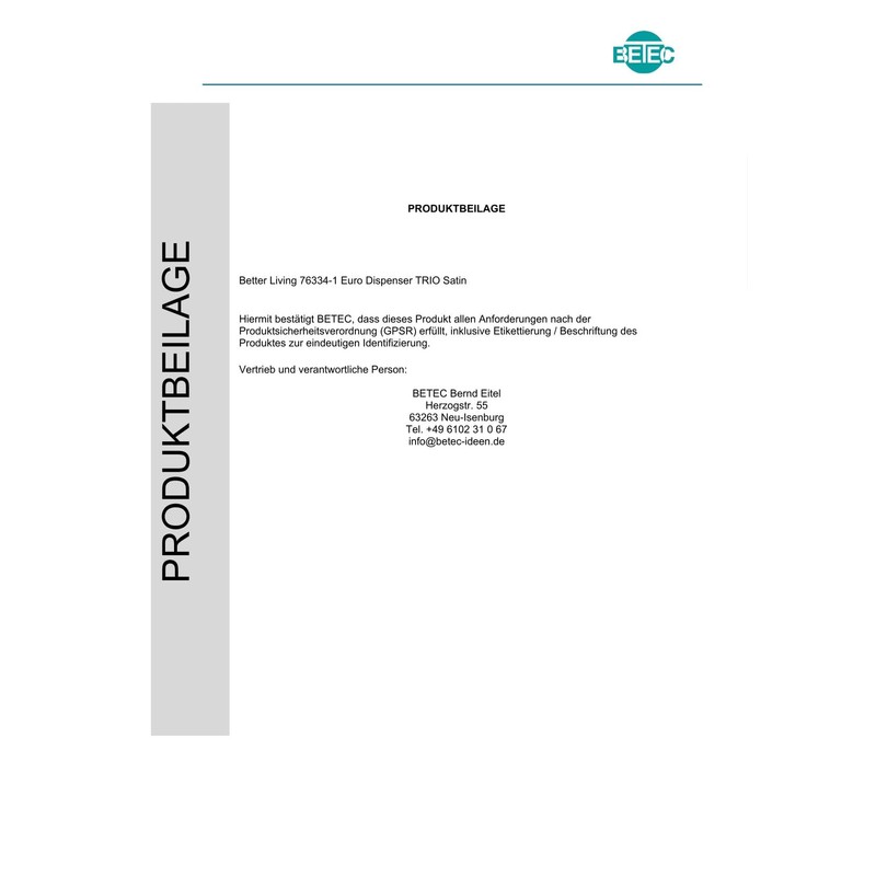 Better Living 76334-1 Euro Trio 3 Shower Liquid Dispenser with