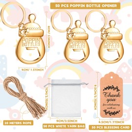 CHENGU Popping Bottle Openers Baby Shower Return Favors for Guests Bottle Opener Decorations and Souvenirs with Organza Bags Thank You Tags for Theme Party Favors (Keychain Style,151 Pieces)