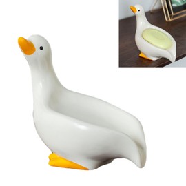 Soap Dish Ceramic Soap Dish with Drain Cute Duck Embellishments Soap Holder Creative Drip Soap Dish Holder (White)