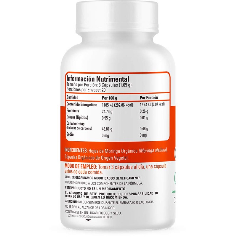 MORINGA ORGÁNICA 60 CAPSULAS
