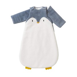 Vertbaudet Baby Sleeping Bag, Penguin, Removable Sleeves, Wool white/grey
