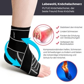 PUTUO Ankle Bandage for Plantar Fasciitis: Ankle Bandage for Heel Spurs Neuropathy Orthopaedic Sports Ankle Bandage for Women Men Black Blue 39-42 1 Piece