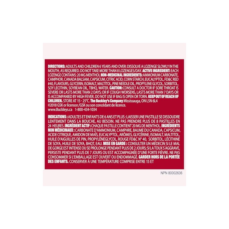 Buckley's Buckley's Lozenges for Cough and Congestion Relief, 18 Count,
