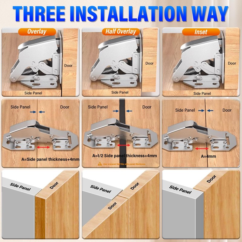 4 Pack Soft Close Cabinet Hinges, Kitchen Cabinet Hinges Surface