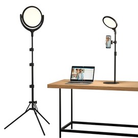 Dual Ring Light for Online Teaching & Video Conferencing - Desktop & Adjustable Tripod Stand, Light for Video Recording, Eye-Friendly Lighting with Dimmable Brightness & 3 Color Modes