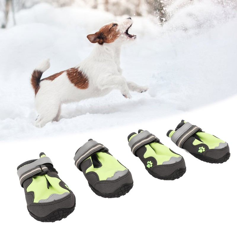 4Pcs Dog Booties Adjustable Slip Resistant Breathable Dog Boot with