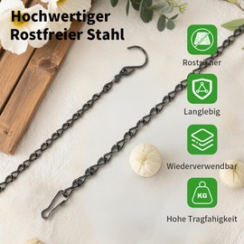 Bchjatk Kette Schwarz,Kette Für Blumenampel,Hängende Blumentöpfe,6 Stück 19.7" Metallkette Zum Aufhängen,Aufhängung Blumenampel Für Hängepflanztopf,Hängepflanze,Blumentöpfe,Hängepflanztopf