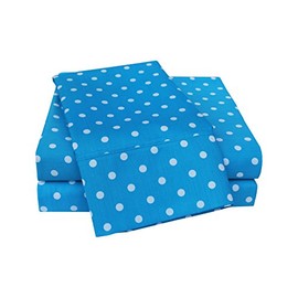 SUPERIOR Polka Dot Sheet Set, Cotton Blend Bedding Sets, Soft and Wrinkle Resistant Sheets with Deep Fitting Pockets - Twin, Aqua