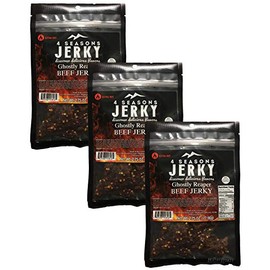 Carolina Reaper Ghost Pepper Beef Jerky - 3 Pack - by 4 Seasons Jerky - Spicy Snack - Carne Seca