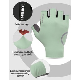 INBIKE Cycling Gloves Half Finger Cool Fabric Unisex Men Woman Cycling Gloves Summer Lightweight Breathable Quick Dry Non-Slip Gym Gloves Deprotes Running Gloves GREEN-XXL