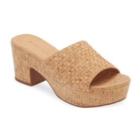 CHOCOLAT BLU Women Shoes Golden Chunky Platform Slide Cork Woven 9 M US