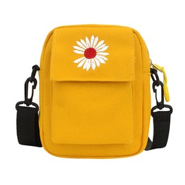 BOBOZHONG Mini Shoulder Bag for Girls Daisy Canvas Bag Corduroy Crossbody Phone Bag Messenger Bags with Zipper and Adjustable Strap,Square Shoulder Bags for Work,Travel,Shopping,Dating