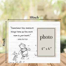 AKFVNSFK Classic Pooh Bear Nursery Picture Frame, Baby Gifts for Nursery, Baby Shower Gifts for New Parents Photo Frame for 4 x 6 Inch Photo