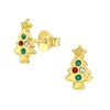 Christmas Tree Earrings with Crystal Stones - Gold Plated -