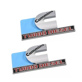 Pair Set Compatible with Cummin Turbo Emblem 3D Fender Badges Nameplate for 2500 3500 (Chrome Red)