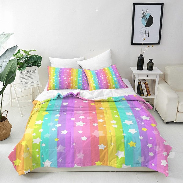 ANHOPE Rainbow Duvet Cover Set Soft Microfibre Polyester Quilt Cover