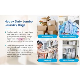 1ABOVE MEDIUM Strong Laundry,Shopping, Storage, Reusable Store, Cloth, Moving, Waterproof, Handles and Zipper Bags (3)