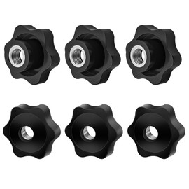 xiaoxiaozhijia Pack of 6 Star Grip Nuts M8, Knurled Nut Outer Diameter 48 mm, Wing Nuts for Mechanical Industry, Furniture, Machine Tools, Electronic Devices, Fitness Equipment (48 mm M8)