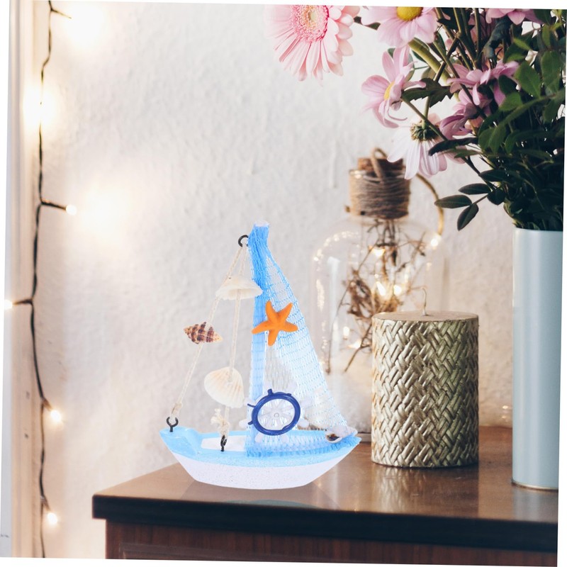 Gatuida Miniature Sailboat Model Decoration Nautical Themed Beach Decor for