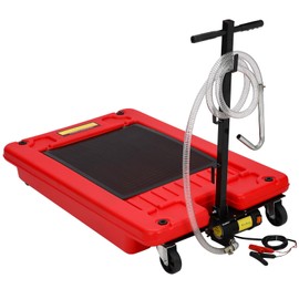 GarveeTech 18 Gallon Oil Drain Pan, Low Profile Oil Drain Pan with 12V Electric Pump, Oil Change Pan with T Foldable Hand and Wheels, 8FT Hose Oil Drain Cart for Car, SUV, Trucks