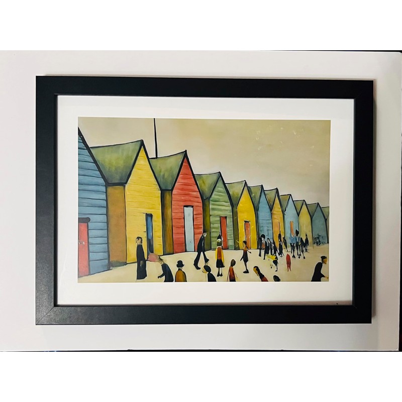 Greetingles Lowry-Style Framed Print. Beautiful Black Ash Frame (Lowry, LS