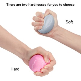AULEEP Stress Balls for adults and Kids, 2 Pack Grip Strength Trainer Hand Therapy Exercise Balls, Anxiety Stress Relief Finger Resistance Exercise Squeezer Fidget(Grey, Pink)