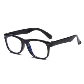 Kids Blue Light Blocking Glasses Rectangle Digital Boys Girl Age for 5-12 (Pure Black)