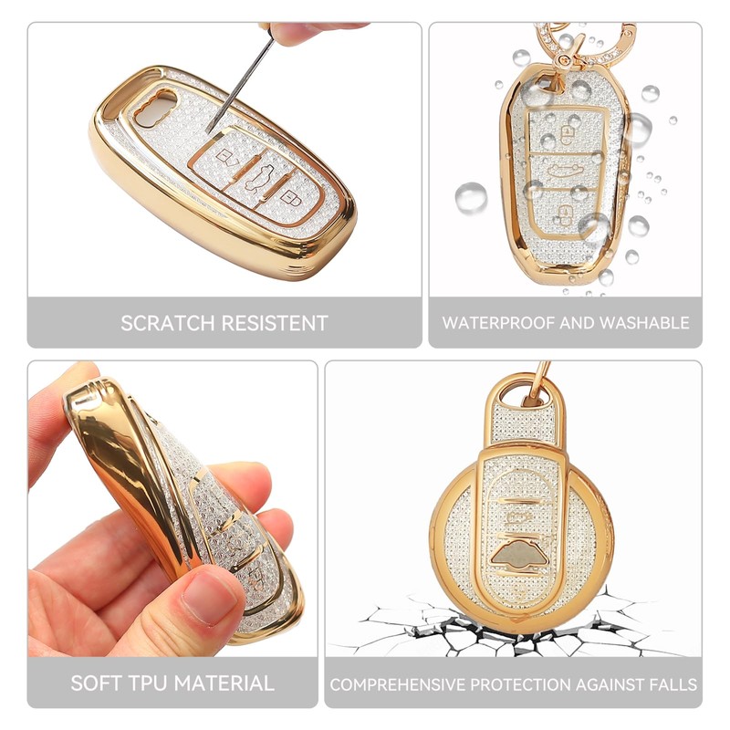 ZVRSUA Car Key Case with Diamond Bling Keyring Compatible with,