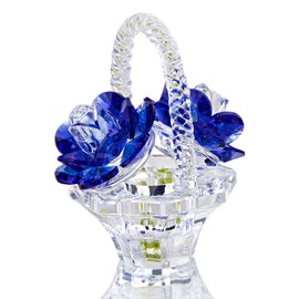 H&D HYALINE & DORA Crystal Rose Flower Figurine,Glass Flower Paperweight,Glass Flower Collectibles Gift for Girl/Women/Mom