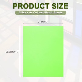 MECCANIXITY 5 Pcs Colored Plastic Sheets, A4 Transparent Amber Film Color Correction Gel Light Filter Waterproof 11.7 x 8.3" Sheet for DIY Crafts,LED Lighting,Photo (Green)