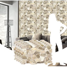 Dundee Deco 3D Wall Panels - Beige Brown Faux Stone PVC Wall Paneling for Interior Wall Decor, Pack of 5, Covers 33.5 sq. ft