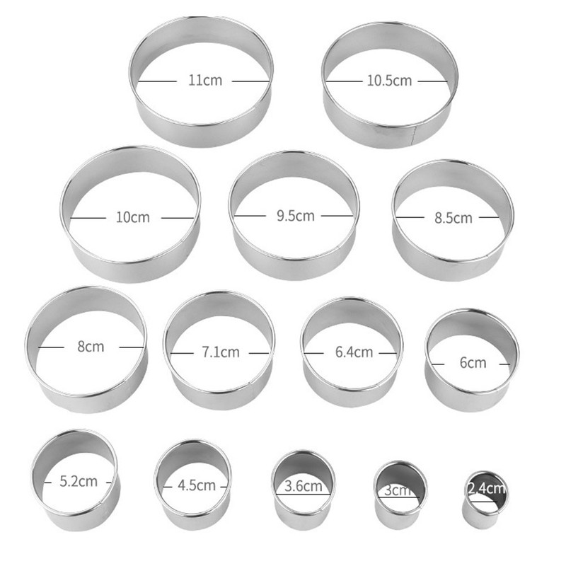 14PCS Round Stainless Steel Open Cutter Round Molds for Mousse
