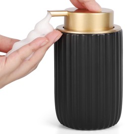 Segbeauty Foaming Soap Dispenser, 320ml Hand Soap Dispenser, Ceramic Dishwashing Liquid Dispenser, Shampoo Dispenser with Foam Pumphead, Bathroom Accessories (Black)