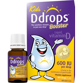 Ddrops Booster Liquid Vitamin D3 Supplement for Kids & Adults 600 IU 180 drops - Supports Strong Bones & Immune System