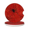 Neukim 2pcs Car Coaster Hallowen Spider Webs On Red Absorbent