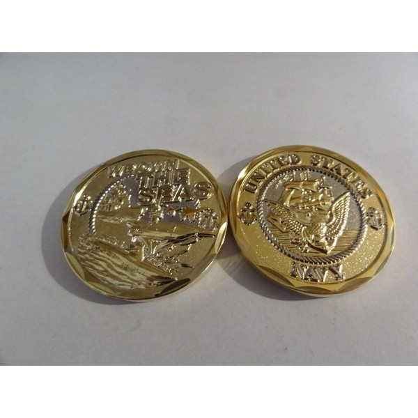 CHALLENGE COIN UNITED STATES NAVY WE OWN THE SEAS GOLD